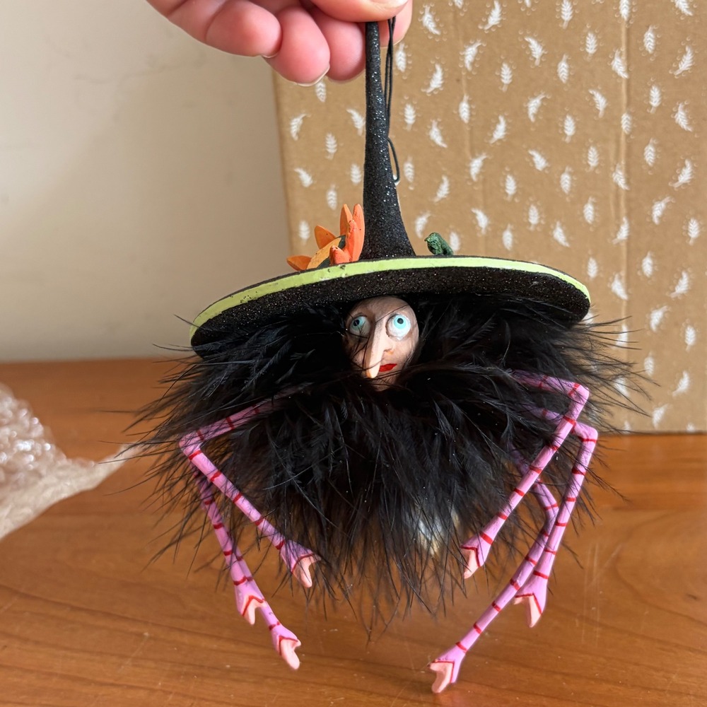 MacKenzie-Childs Patience Brewster Spider Ornament Halloween Witch Hat 08-30815